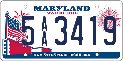 MD license plate 5AA3419