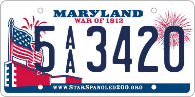 MD license plate 5AA3420