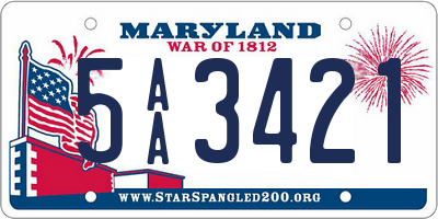 MD license plate 5AA3421