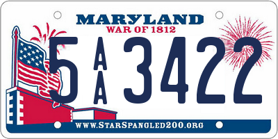 MD license plate 5AA3422