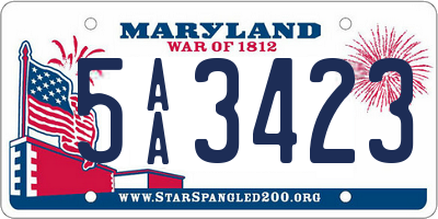 MD license plate 5AA3423