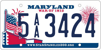 MD license plate 5AA3424