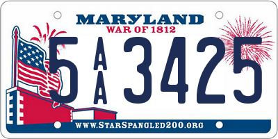 MD license plate 5AA3425