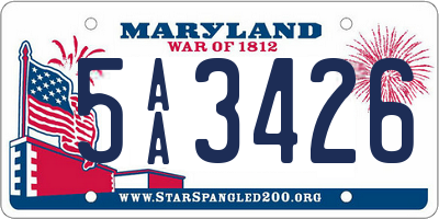 MD license plate 5AA3426