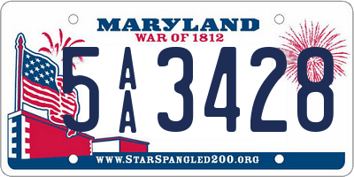 MD license plate 5AA3428