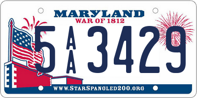 MD license plate 5AA3429