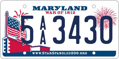 MD license plate 5AA3430