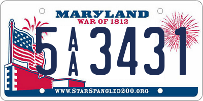 MD license plate 5AA3431