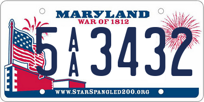 MD license plate 5AA3432