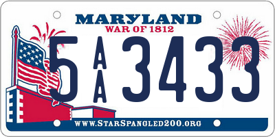 MD license plate 5AA3433