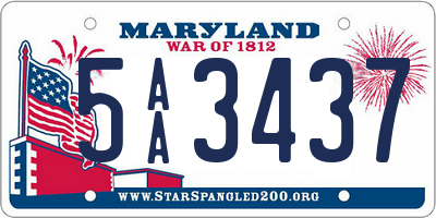 MD license plate 5AA3437