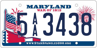 MD license plate 5AA3438