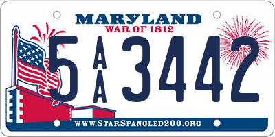 MD license plate 5AA3442