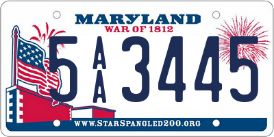 MD license plate 5AA3445