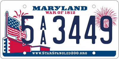 MD license plate 5AA3449