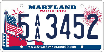 MD license plate 5AA3452