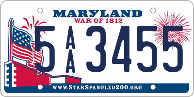 MD license plate 5AA3455