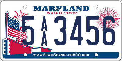 MD license plate 5AA3456