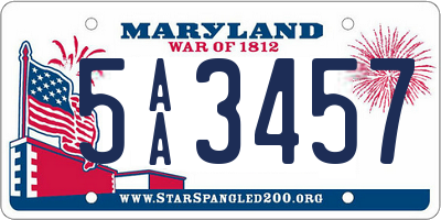 MD license plate 5AA3457