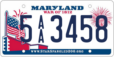 MD license plate 5AA3458