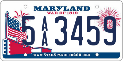 MD license plate 5AA3459