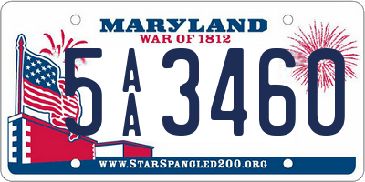 MD license plate 5AA3460