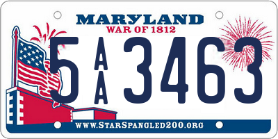 MD license plate 5AA3463