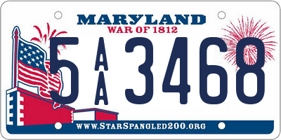 MD license plate 5AA3468