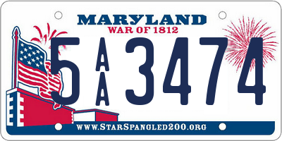 MD license plate 5AA3474