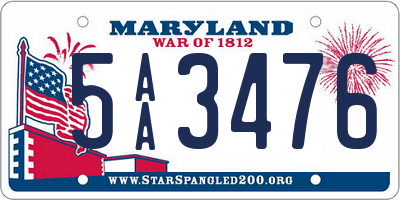 MD license plate 5AA3476