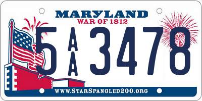 MD license plate 5AA3478