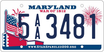 MD license plate 5AA3481