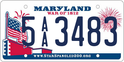 MD license plate 5AA3483