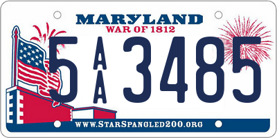 MD license plate 5AA3485