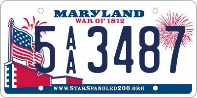 MD license plate 5AA3487