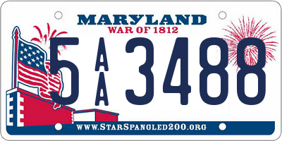 MD license plate 5AA3488