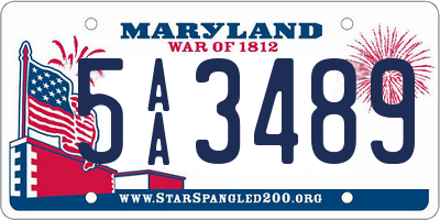 MD license plate 5AA3489