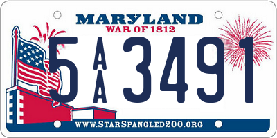 MD license plate 5AA3491