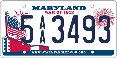 MD license plate 5AA3493