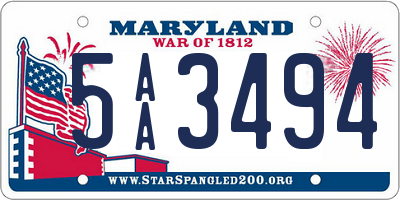 MD license plate 5AA3494