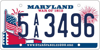 MD license plate 5AA3496