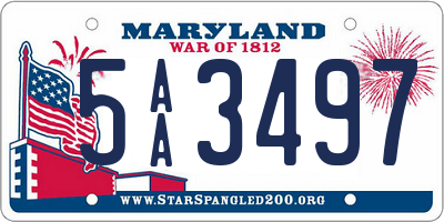 MD license plate 5AA3497