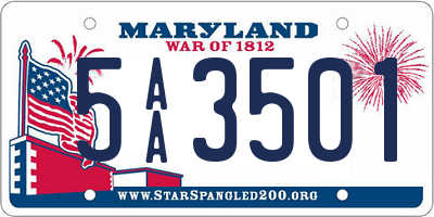 MD license plate 5AA3501