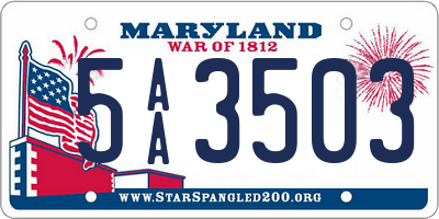 MD license plate 5AA3503