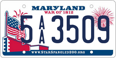 MD license plate 5AA3509