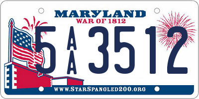 MD license plate 5AA3512