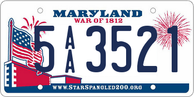 MD license plate 5AA3521