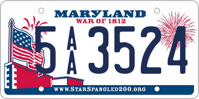 MD license plate 5AA3524