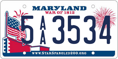 MD license plate 5AA3534