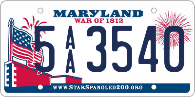 MD license plate 5AA3540